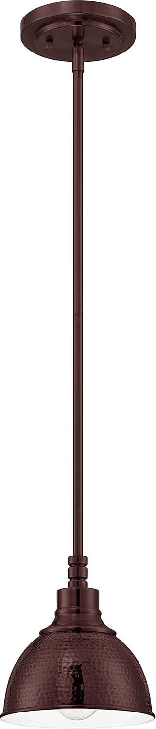 Aged Bronze Mini Pendant Light with Hammered Metal Shade