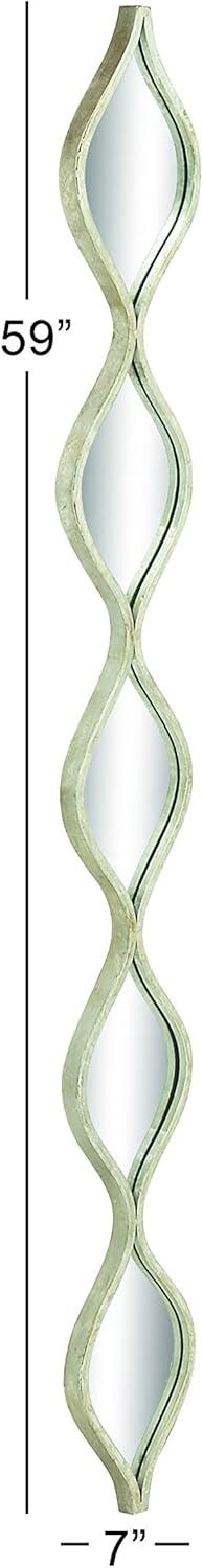 DecMode Contemporary Metal Beveled Oval Shape Wall Mirror with Silver Foil Finish, 7"W x 58"H