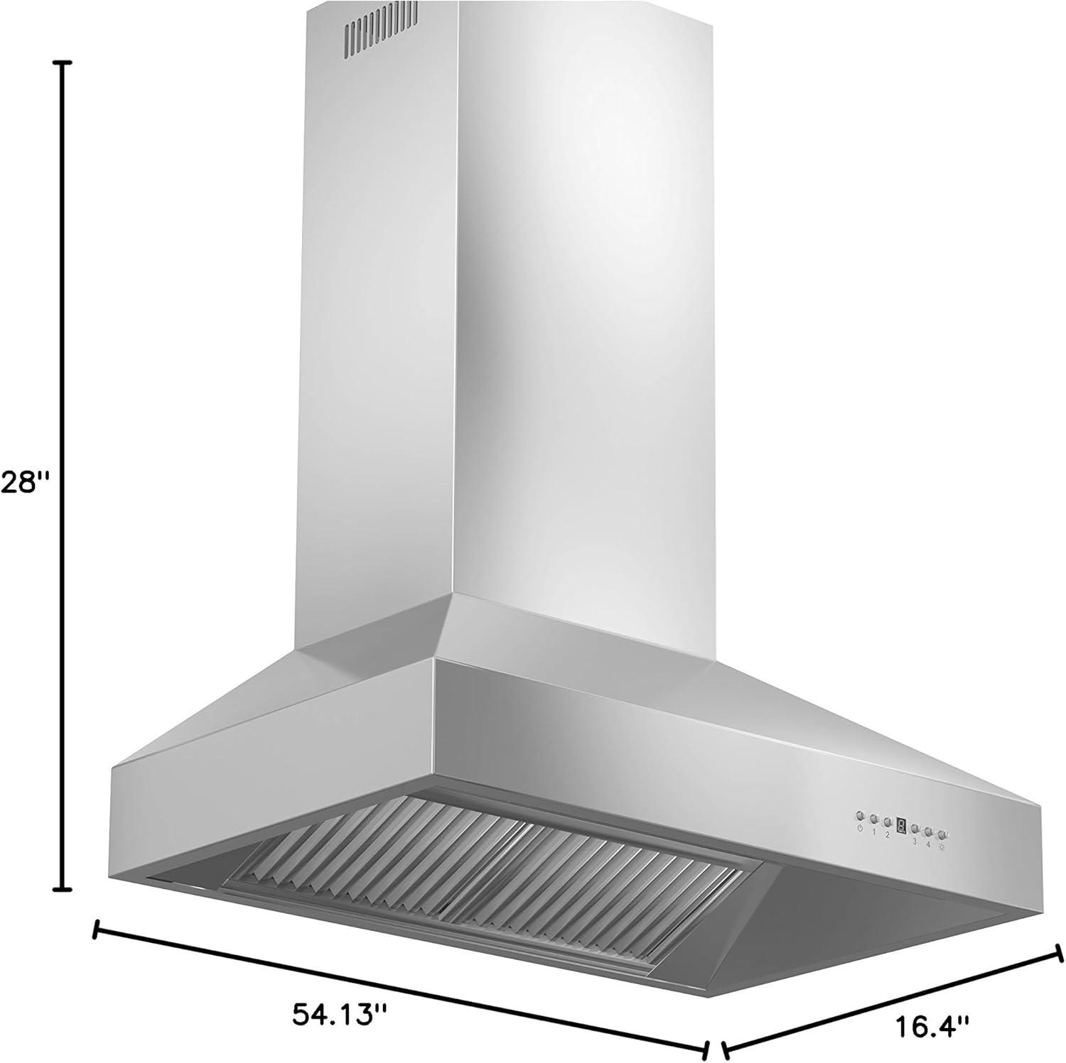 54" Professional 700 CFM Ducted Wall Mount Range Hood in Stainless Steel