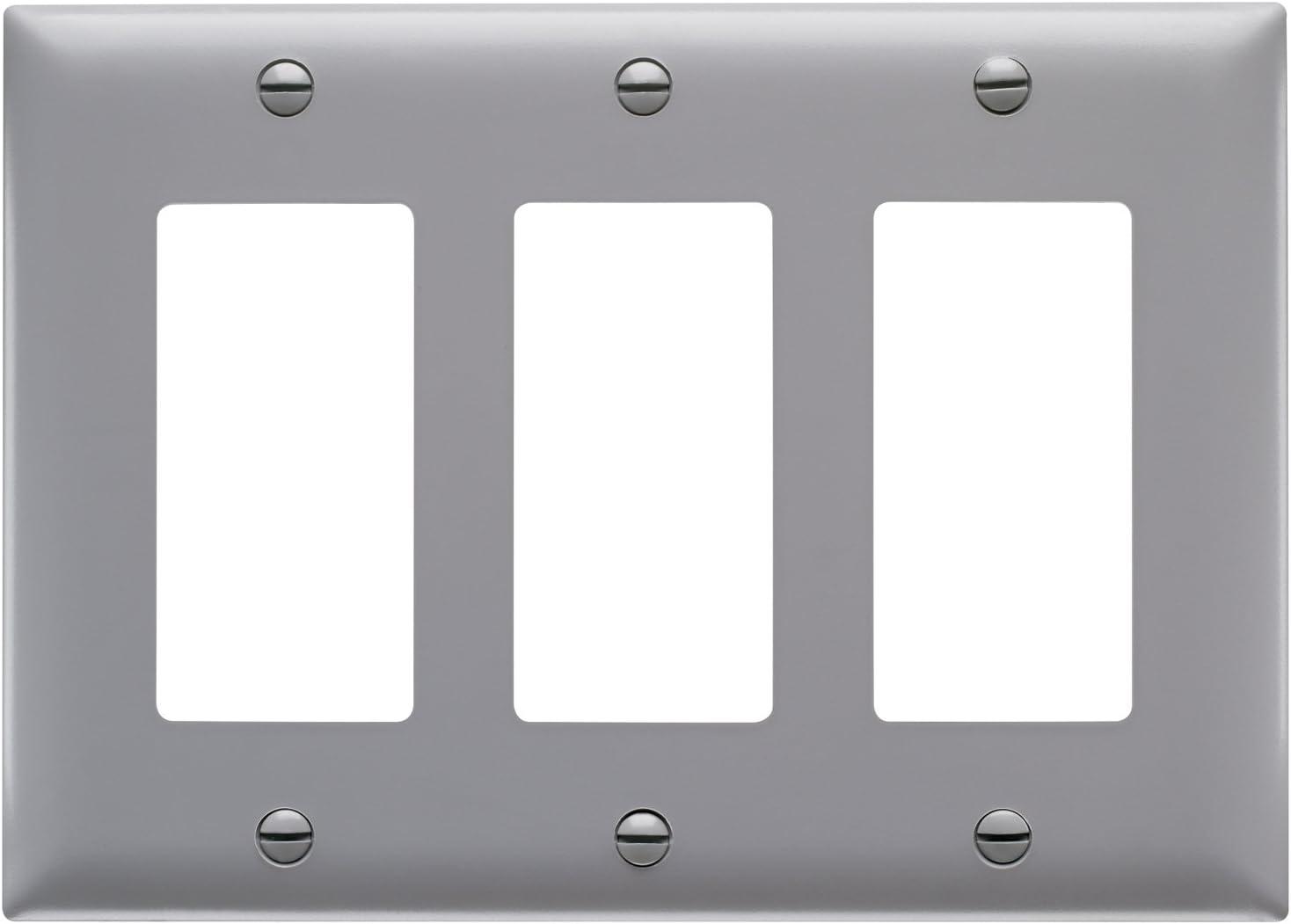 Gray 3 Gang Unbreakable Nylon Wall Plate