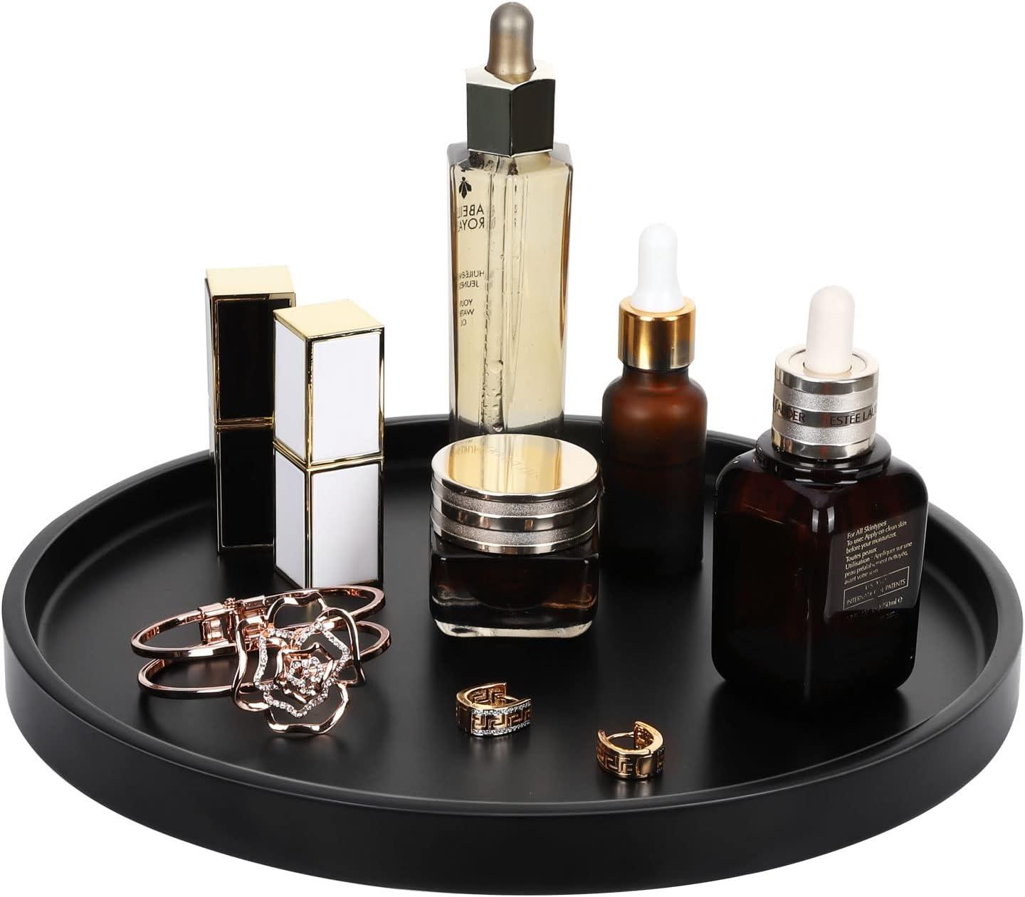 Shinowa Vanity Tray, Resin Bathroom Decorative Tray Catchall Organizer Jewelry Dish Tray for Bathroom Bedroom Counter-top Vanity Organization Vanity Table Jewelry Organizer, Matte Black