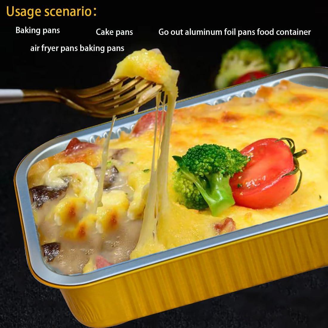13 "x9" Aluminum foil Lasagna Pans, grill tray, sturdy disposable aluminum pan, 10 sets- for cooking，baking and heating, food storage, distribution, barbecue,Gold