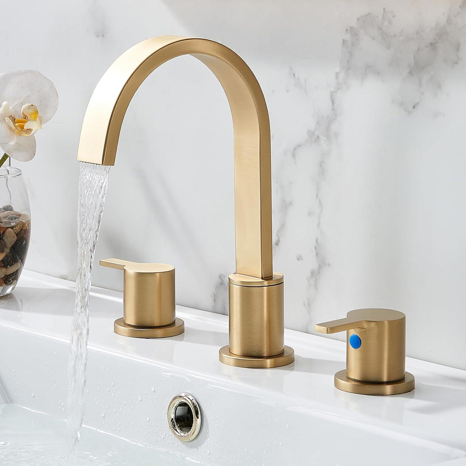 Bathroom Faucets for Sink 3 Hole, 8 inch Widespread Bathroom Faucet with Pull Out Sprayer