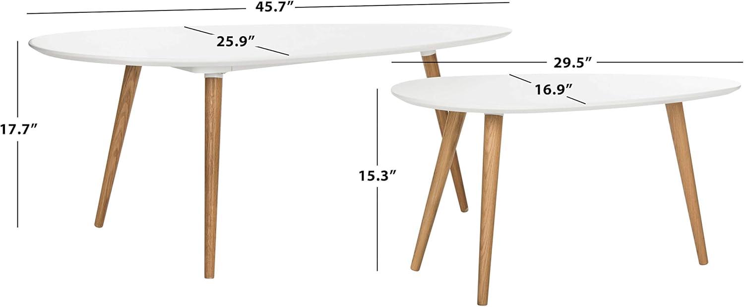 Saffron Split Coffee Table - White/Oak - Safavieh