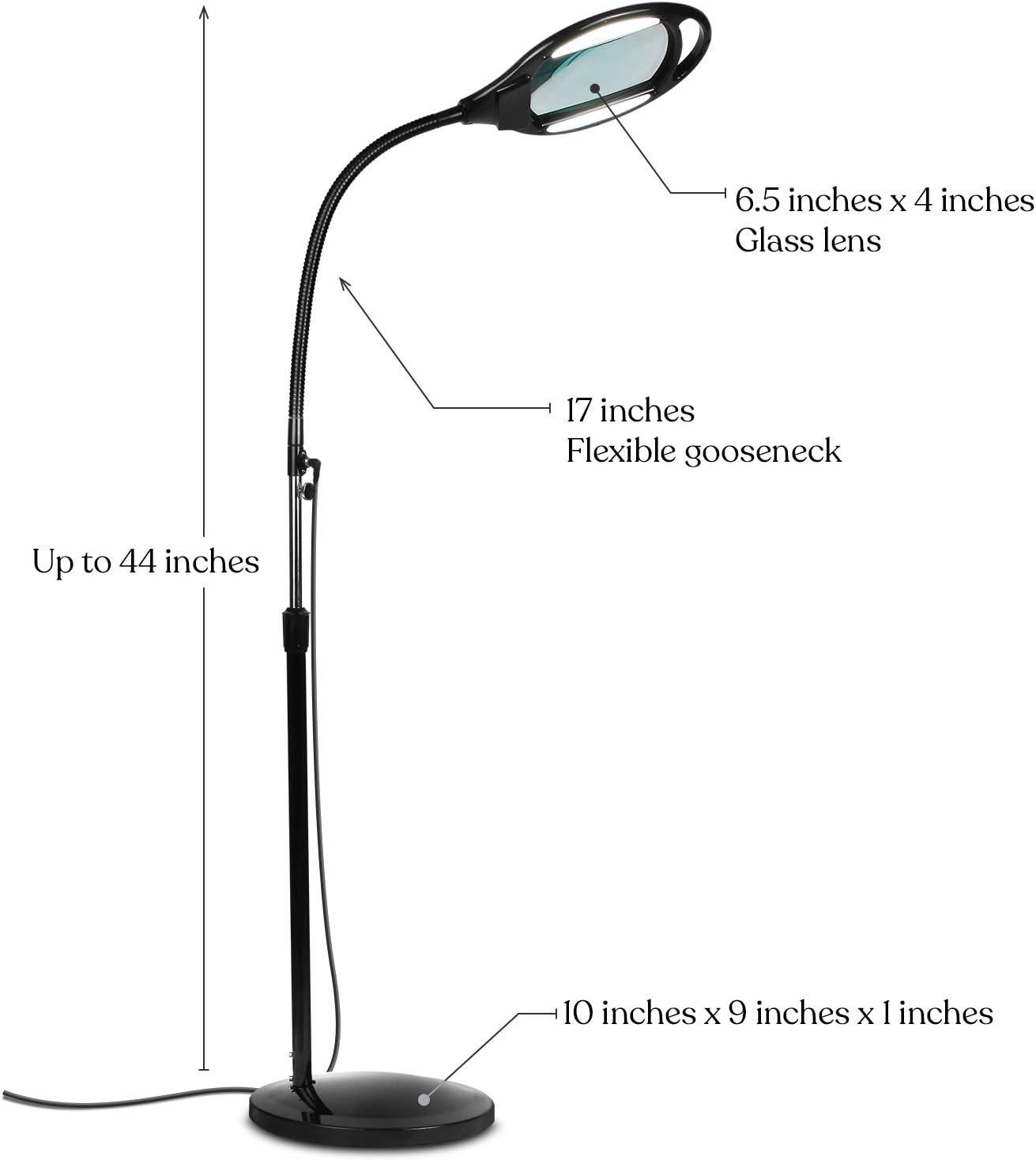 Pro 44 in. Industrial 1-Light 2.25X Magnifying LED Floor Lamp with Adjustable Gooseneck Head