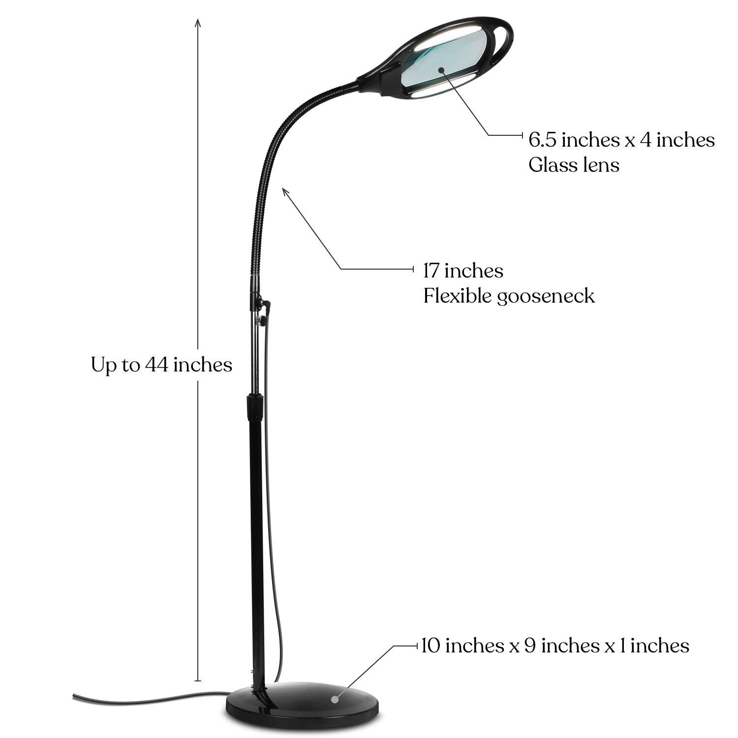 Brightech Pro 44 in. Industrial 2.25X Magnifying LED Floor Lamp with Adjustable Gooseneck Head