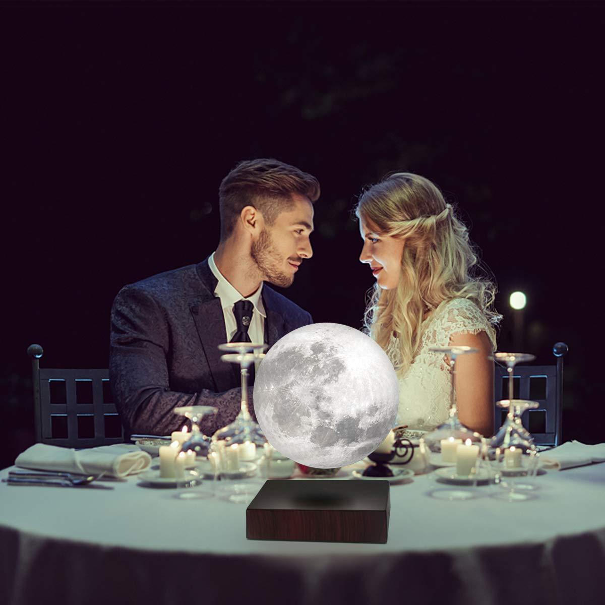 VGAzer Moon Lamp 3D Printing Magnetic Levitating Moon Light Lamps for Home、Office Decor, Creative Gift-6 Inch,Has 16 Colors 20 Modes