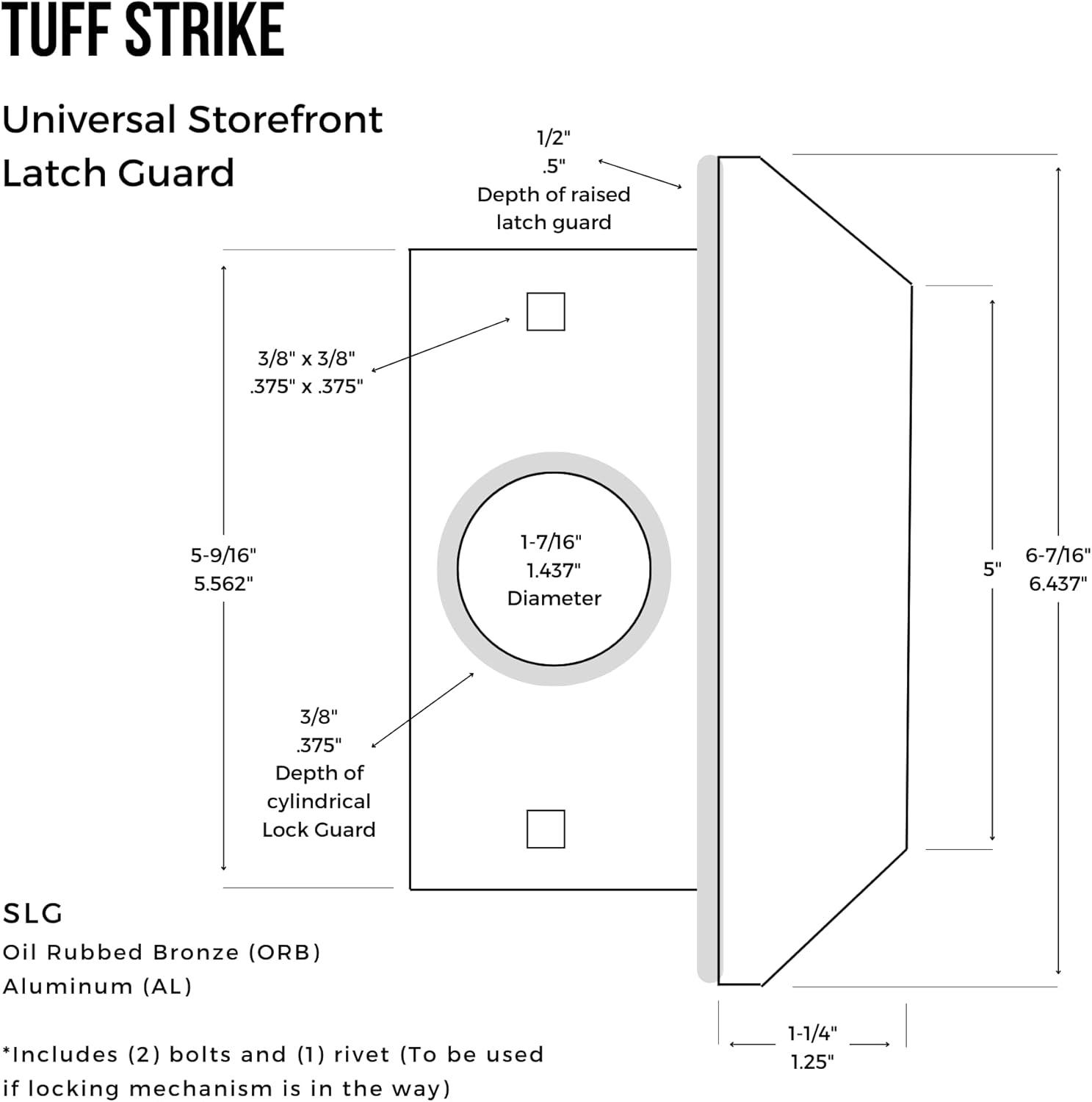 Steel Latch Guard Plate for Out-Swinging Doors | Commercial Door Security | Universal Latch Guard | TUFF STRIKE | Aluminum