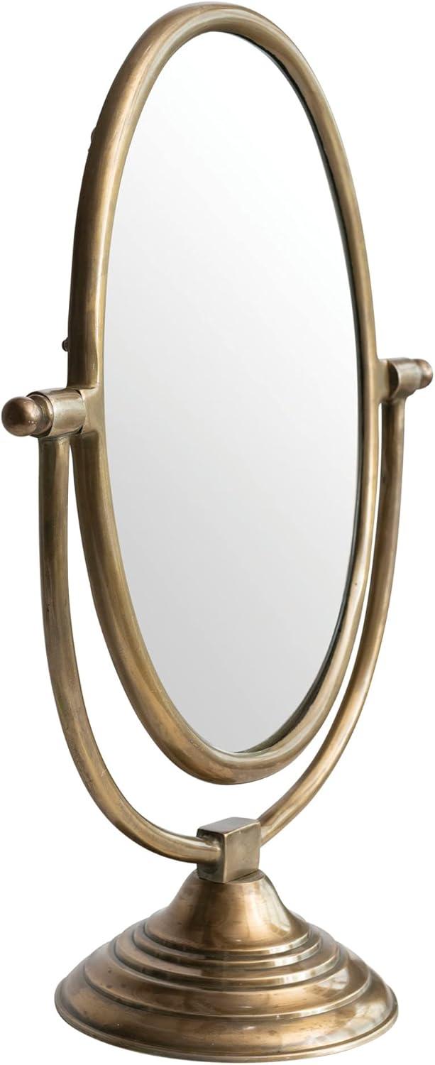 Creative Co-Op Antique Aluminum Swivel Vanity Mirror, Brass