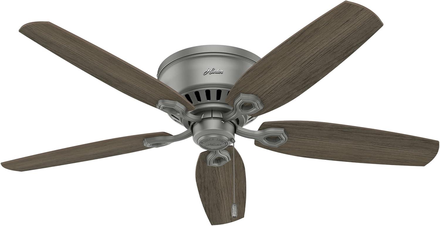 Builder Low Profile 52" 5 - Blade Flush Mount Ceiling Fan with Lights and Pull Chains