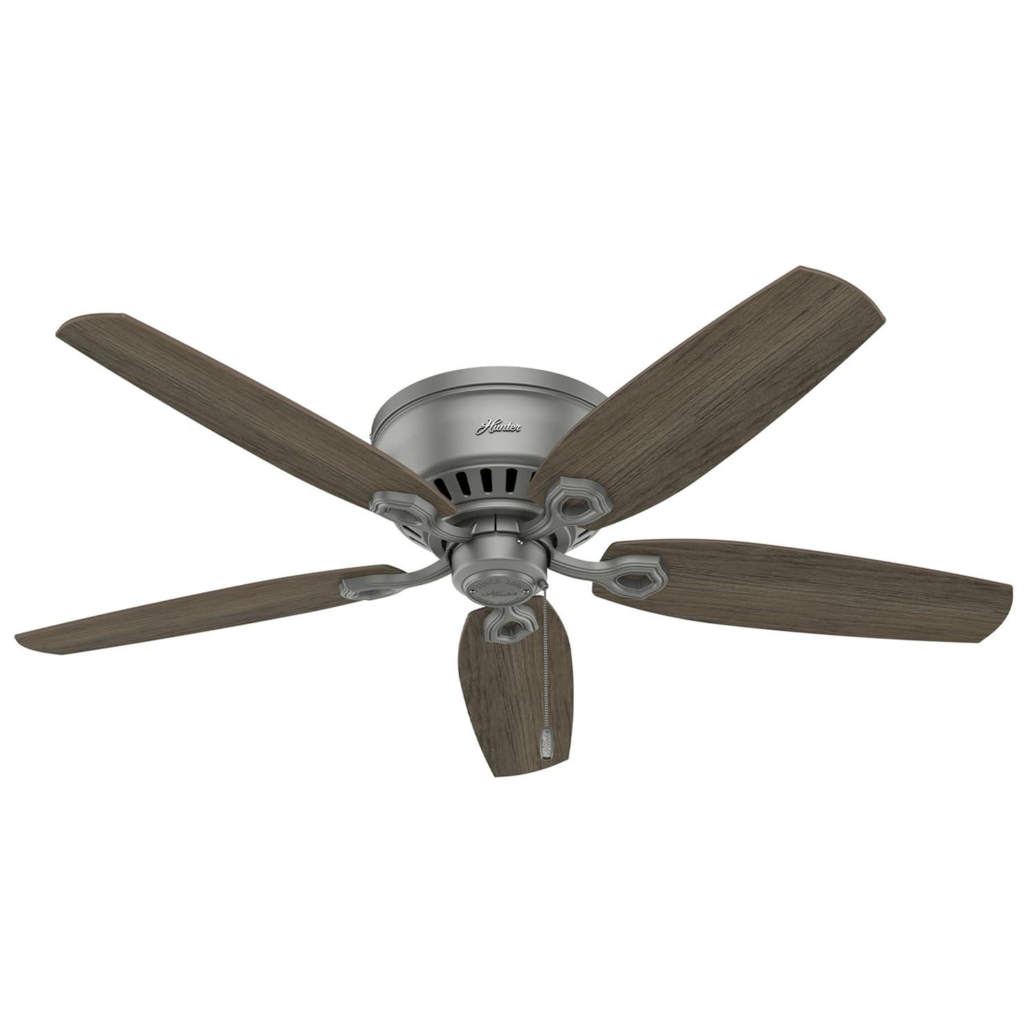 Builder Low Profile 52" 5 - Blade Flush Mount Ceiling Fan with Lights and Pull Chains