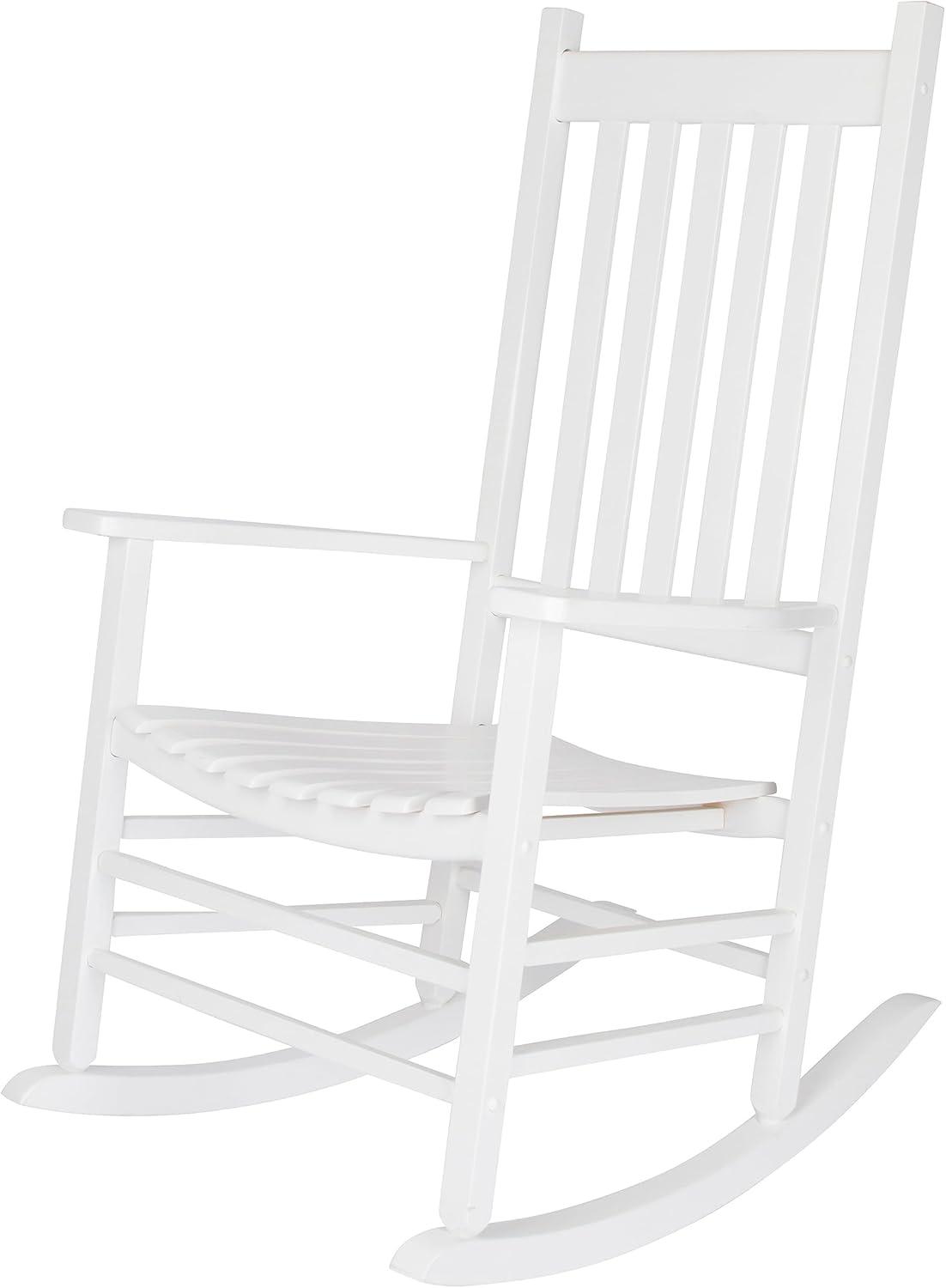 White Solid Wood Outdoor Rocking Chair with Arms