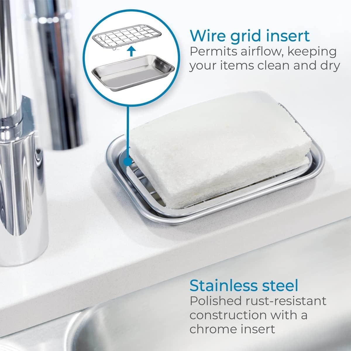 Gia Bar Soap Dish for Bathroom Vanities, Kitchen Sink - 2 Piece, Polished