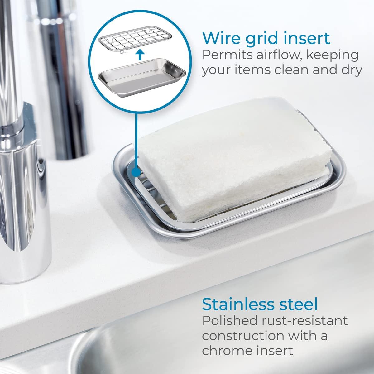 Gia Bar Soap Dish for Bathroom Vanities, Kitchen Sink - 2 Piece, Polished