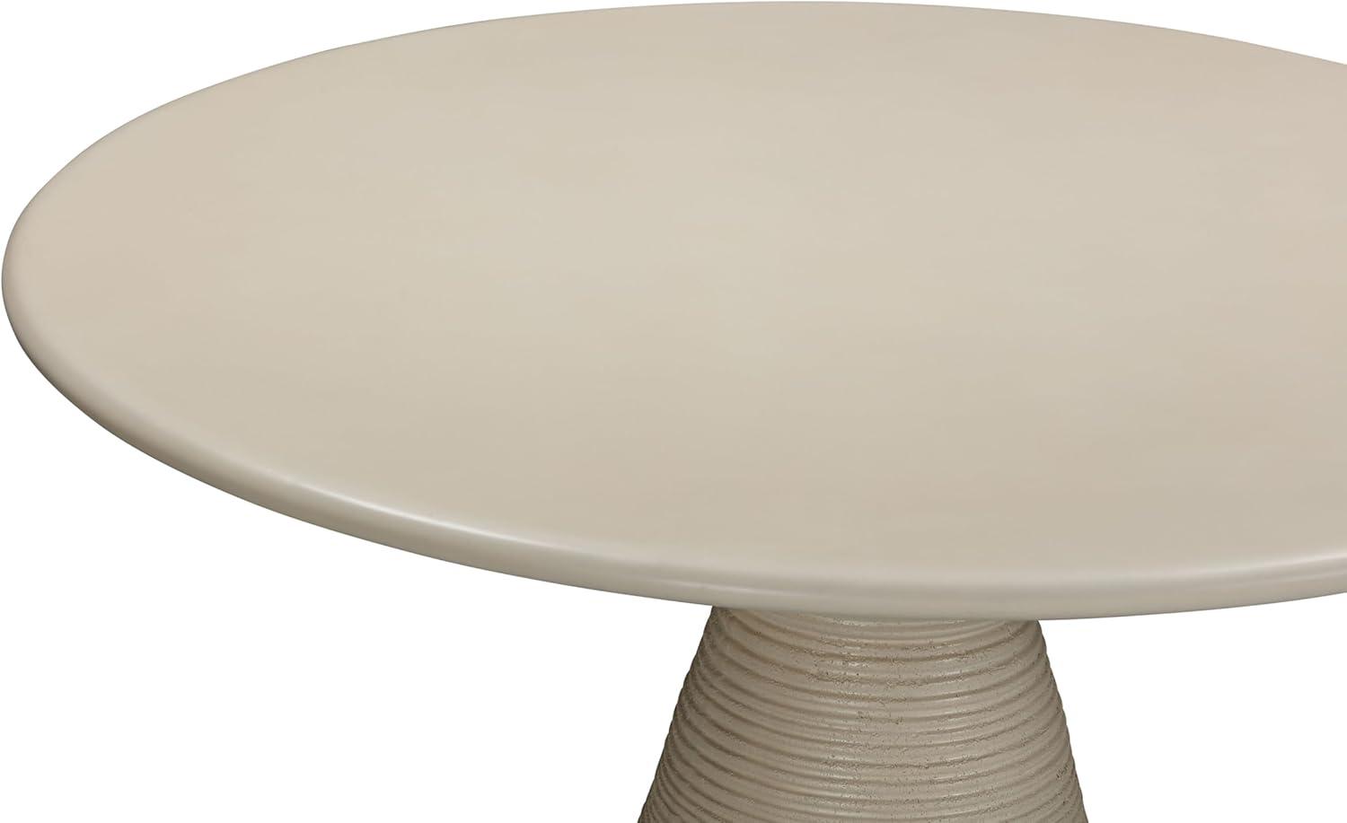 Fern Beige Textured Faux Plaster Concrete Round Dining Table