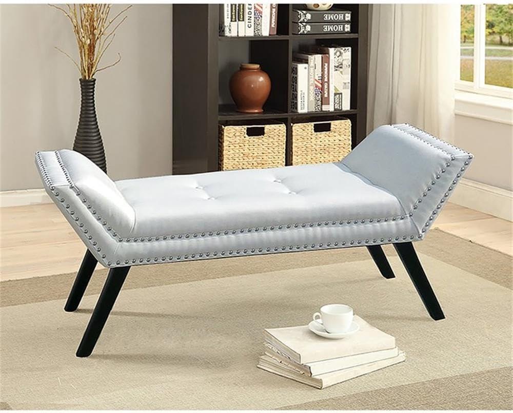 Tamblin Modern And Contemporary Faux Leather Upholstered Large Ottoman Seating Bench - White - Baxton Studio