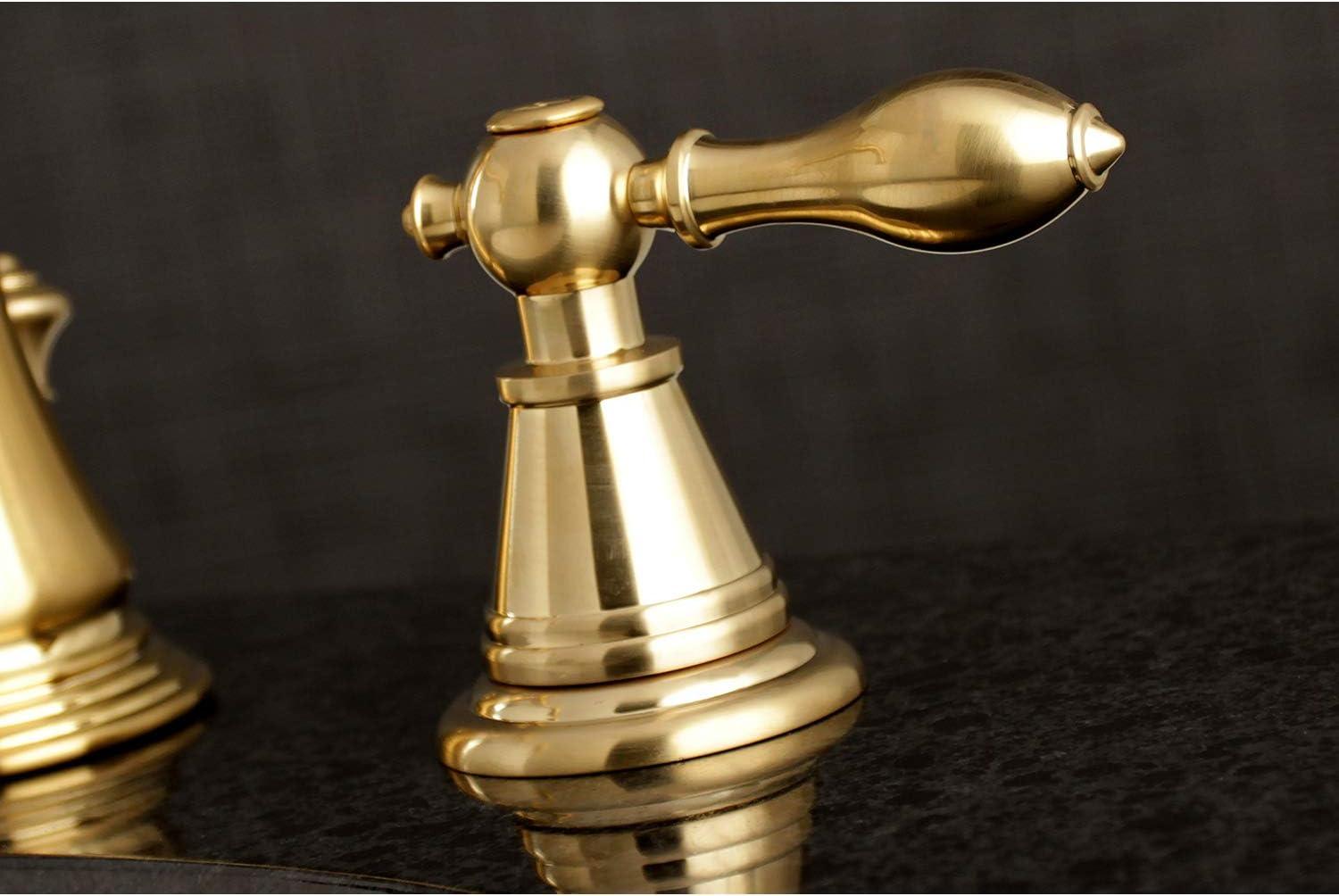 Kingston Brass English Classic Two-Handle 3-Hole Deck Mount Widespread Bathroom Faucet with Pop-Up Drain