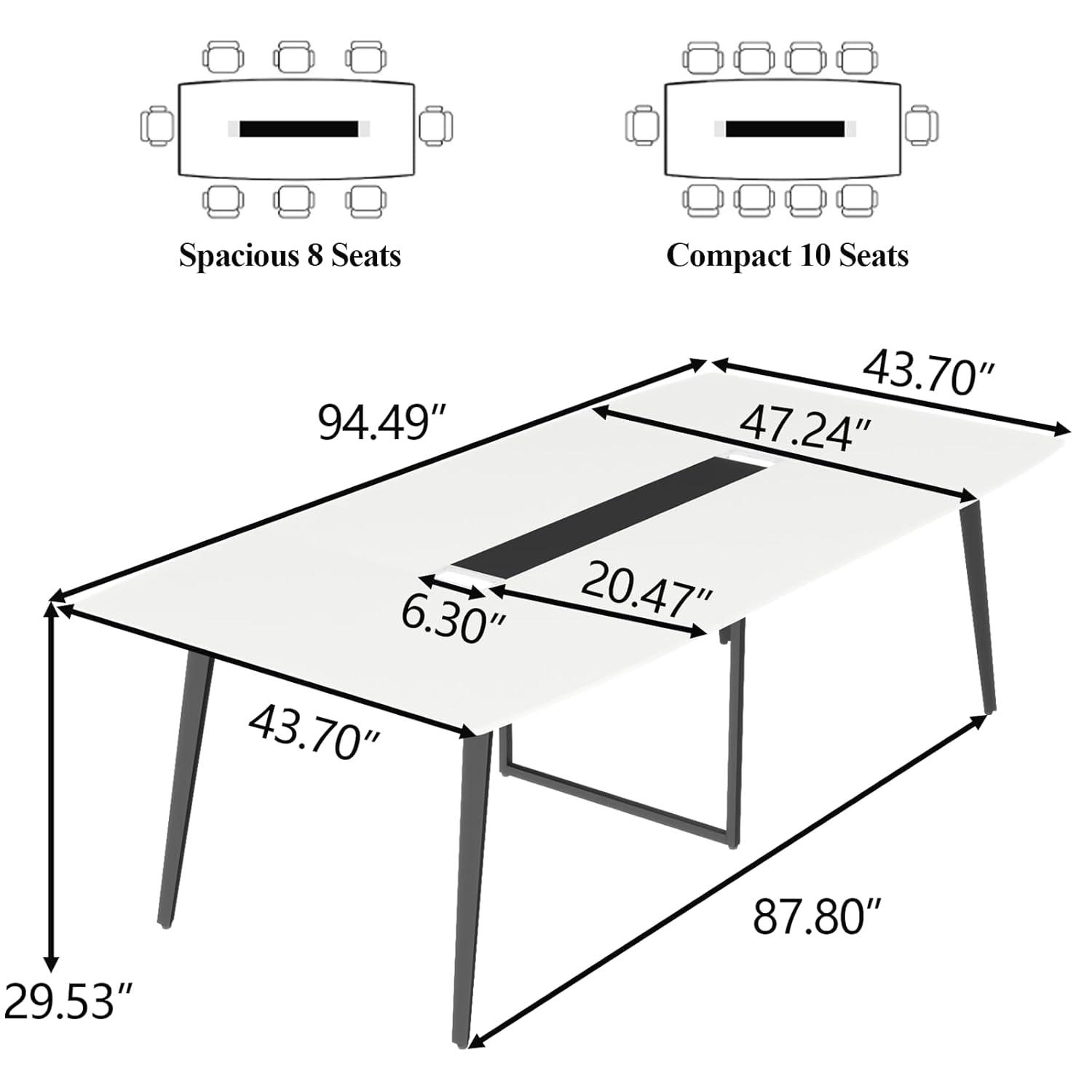 George Oliver Jonti 8 ft Conference Table, 94.49" L X 47.24" W X 29.53" H Meeting Seminar Table With Grommet