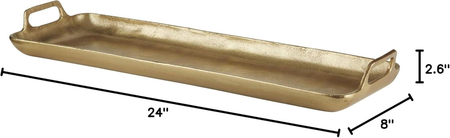 Posy Contemporary Gold Cast Aluminum Decorative Tray