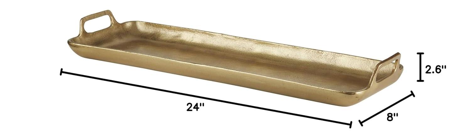 Posy Contemporary Gold Cast Aluminum Decorative Tray