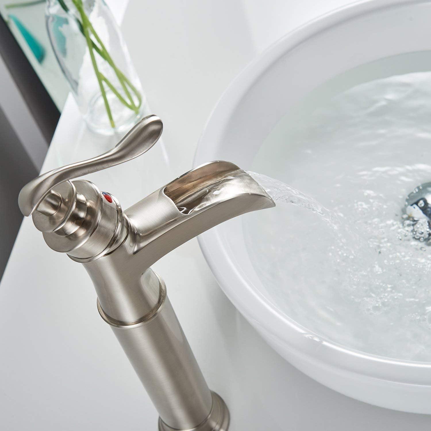 Brushed Nickel Single Handle Waterfall Vessel Sink Faucet