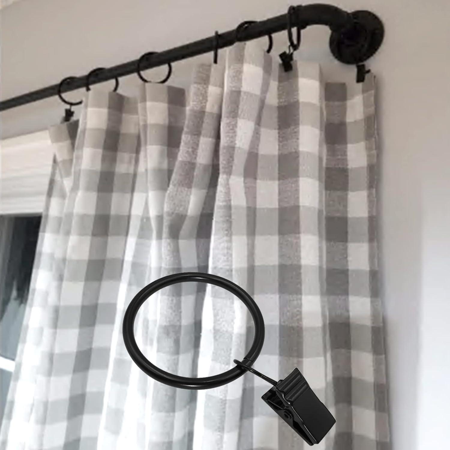 Clearance! Uscallm 40 Pack Metal Curtain Rings With Clips, Hat Clothes Clips, Drapery Clips With Rings, Drapes Rings 1.26in Interior Diameter Calf Stretch Box Unclaimed Pallets