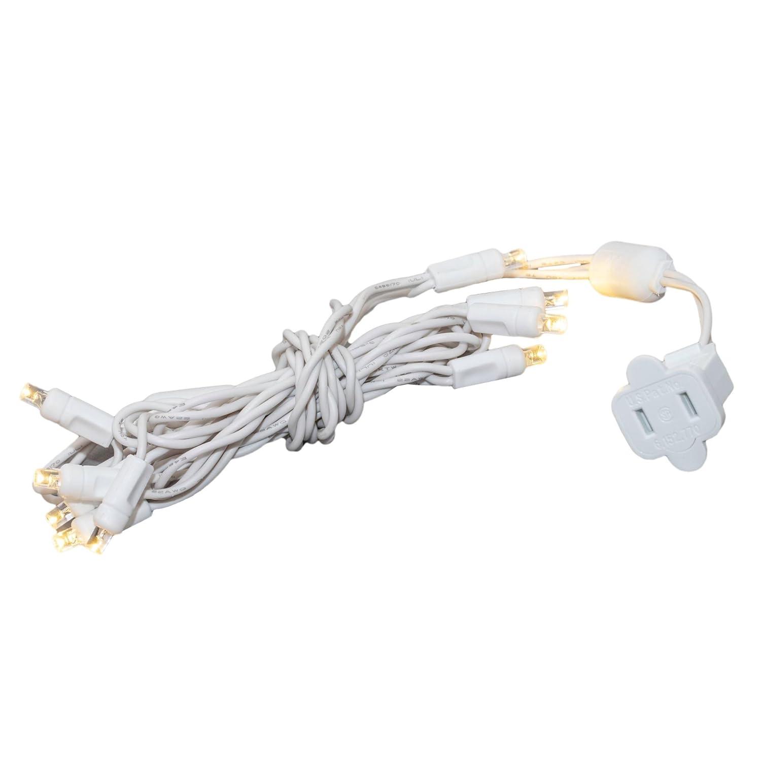 Novelty Lights 10 Light Warm White LED Christmas Craft Mini Light Set Connectable (White Wire, 5 Feet)