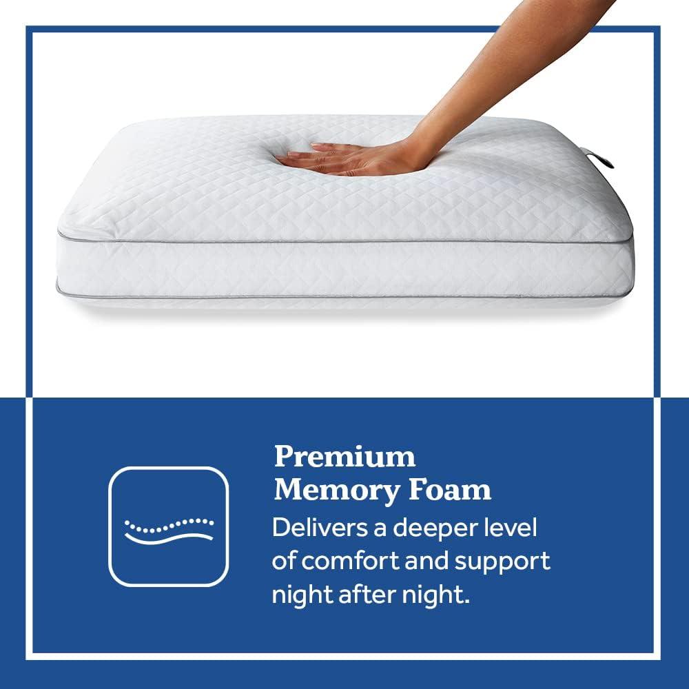 Standard White Memory Foam Hypoallergenic Bed Pillow Set