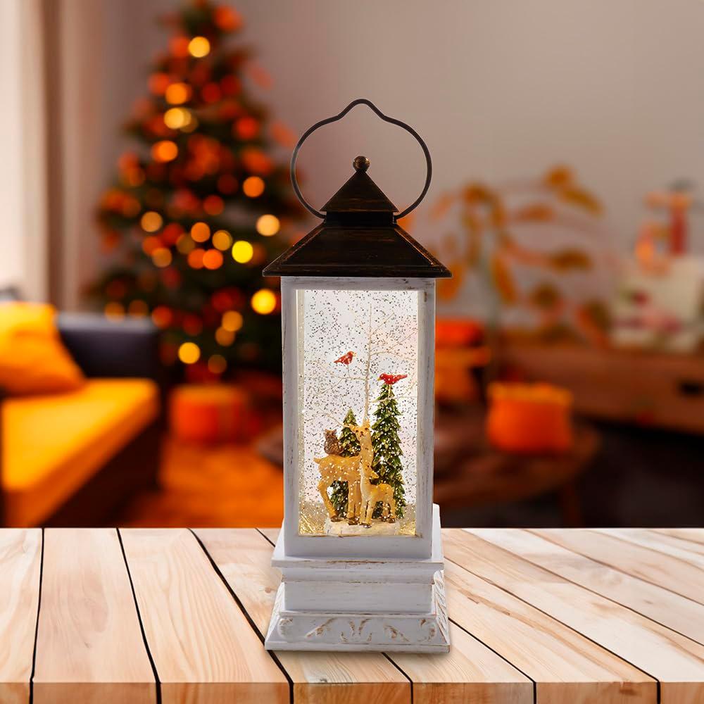 Kurt Adler Battery-Operated LED Deer and Tree Musical Table Piece with Motion