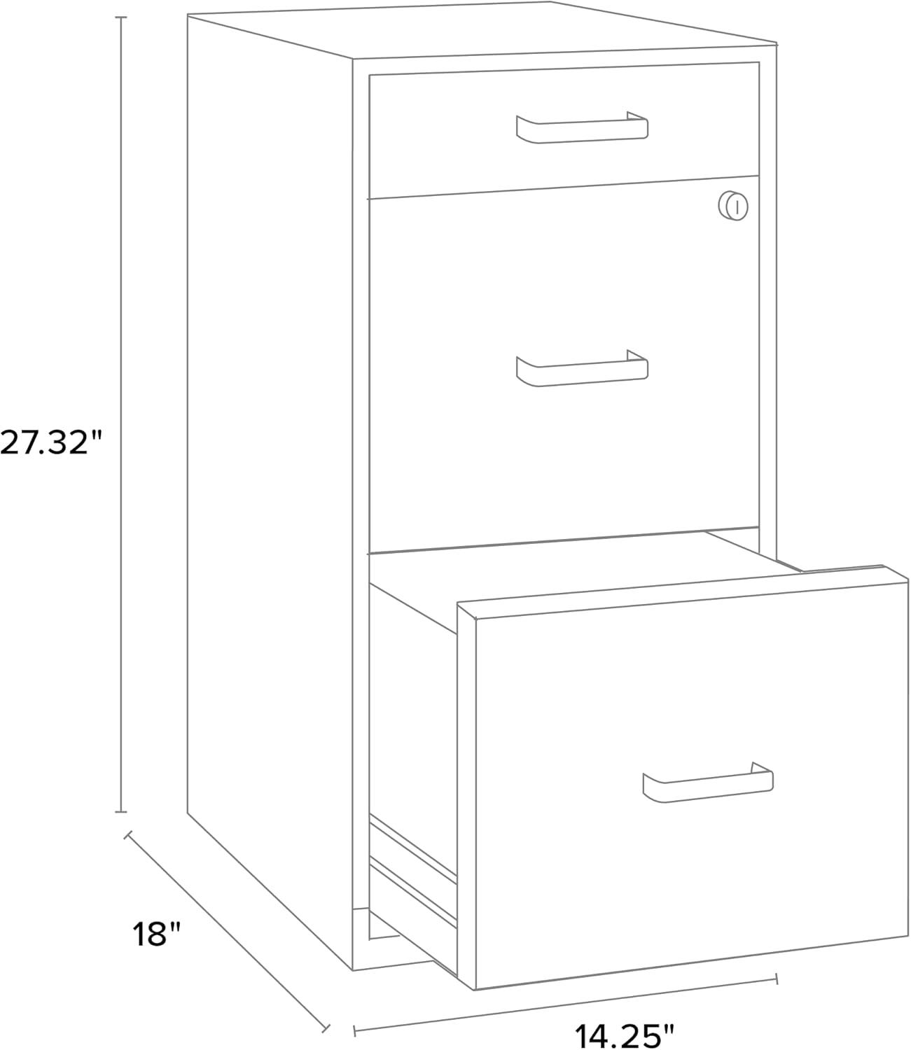Space Solutions 3 Drawer Letter Width Vertical File Cabinet with Pencil Drawer, Yellow