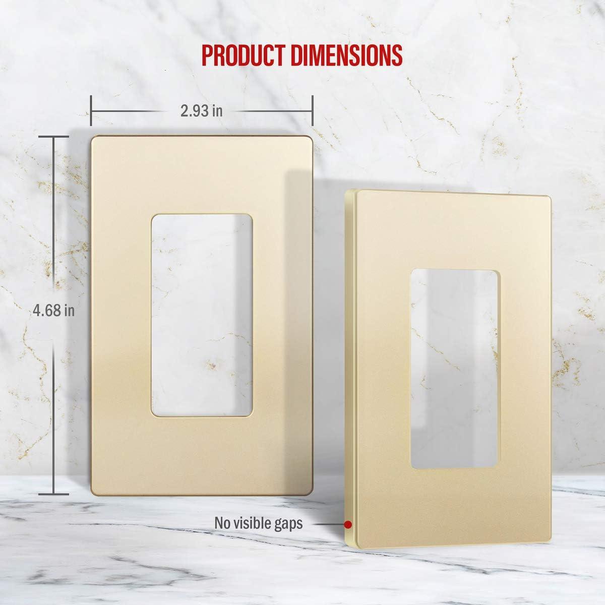 ENERLITES Elite Series Screwless Decorator Wall Plate, Child Safe Outlet Cover, Gloss Finish, Standard Size 1-Gang, Unbreakable Polycarbonate Thermoplastic, Gold