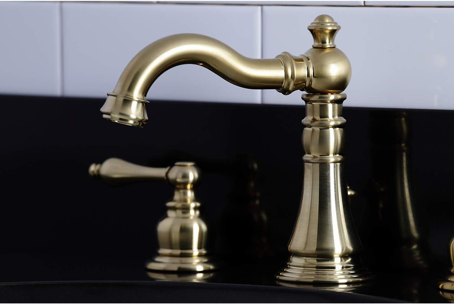 Kingston Brass English Classic Two-Handle 3-Hole Deck Mount Widespread Bathroom Faucet with Pop-Up Drain