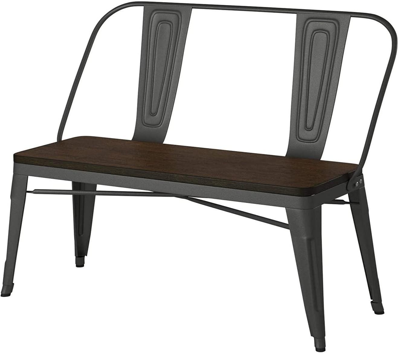 Creative Image's International Metal Bench W/ Wood Top, Gunmetal