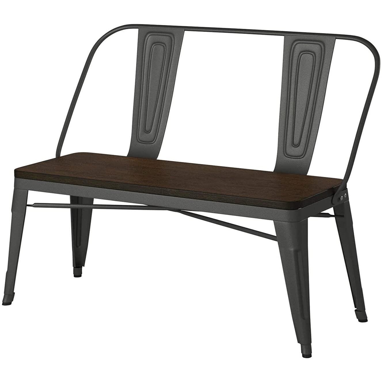 Creative Image's International Metal Bench W/ Wood Top, Gunmetal