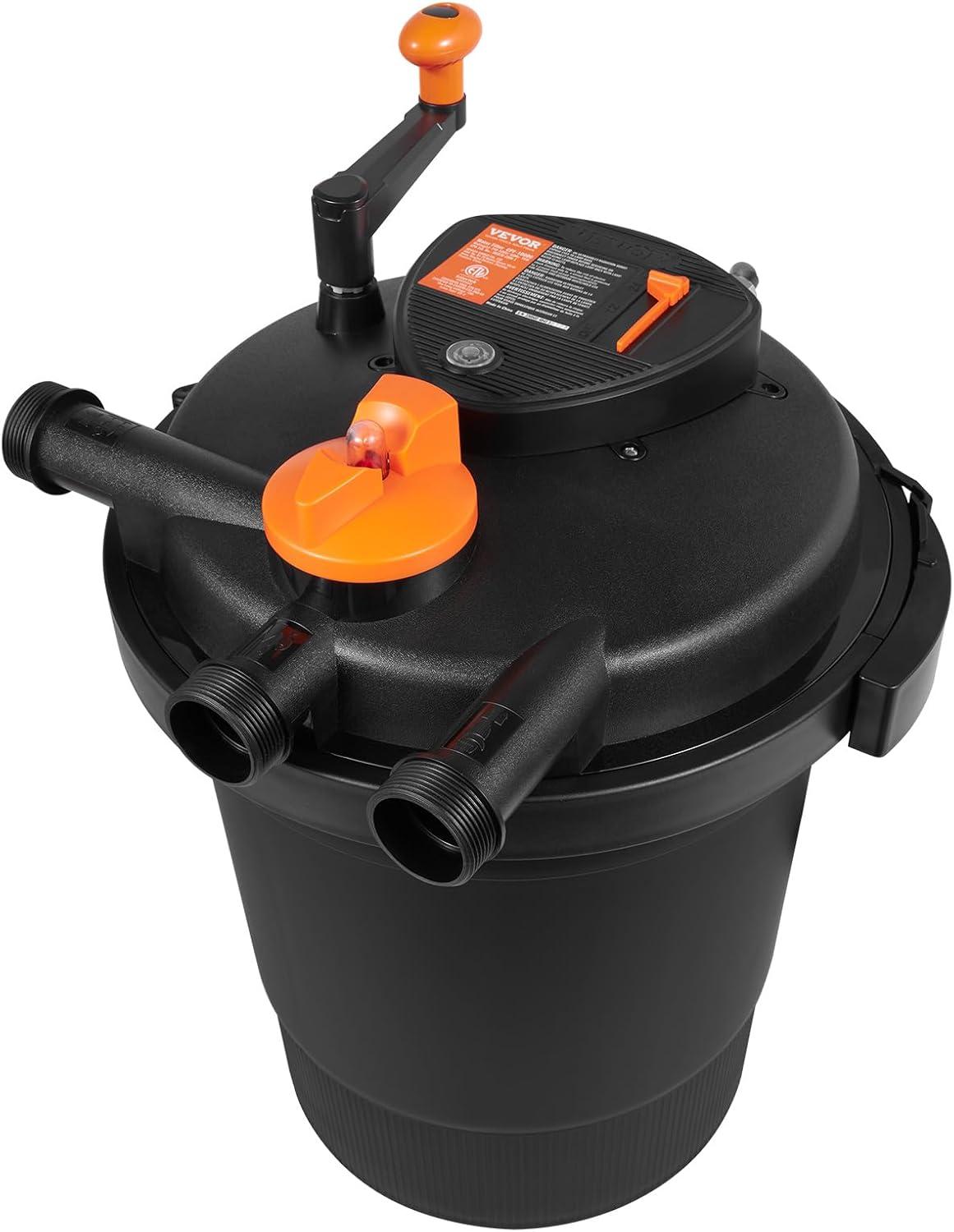 KFFKFF Biological Pressure Pond Filter, Suitable for 3200 Gallons, Equipped with 13W UV-C Lamp, 2630 GPH, Pressurized Pond Filtration System Equipment for Fountain Pool