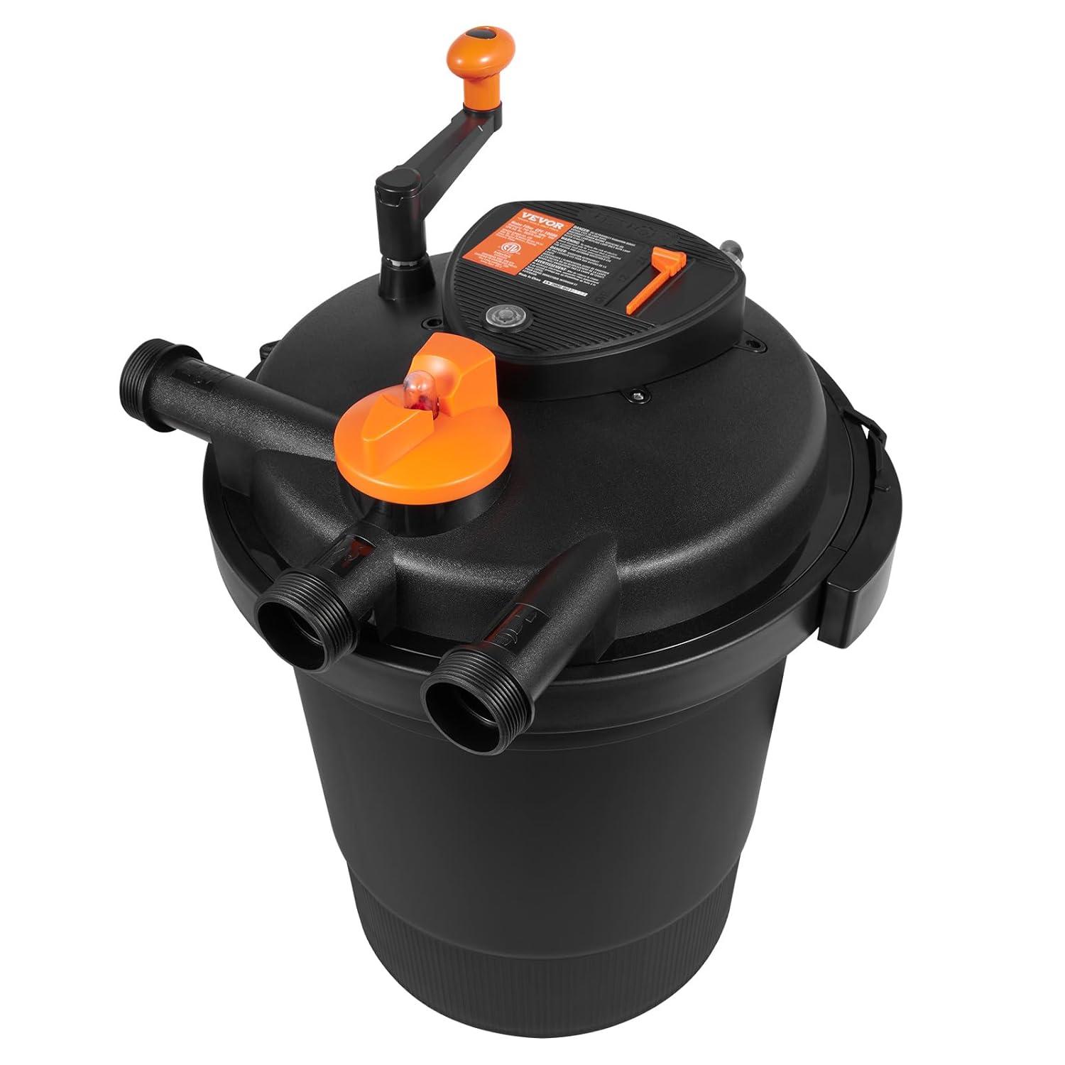 KFFKFF Biological Pressure Pond Filter, Suitable for 3200 Gallons, Equipped with 13W UV-C Lamp, 2630 GPH, Pressurized Pond Filtration System Equipment for Fountain Pool