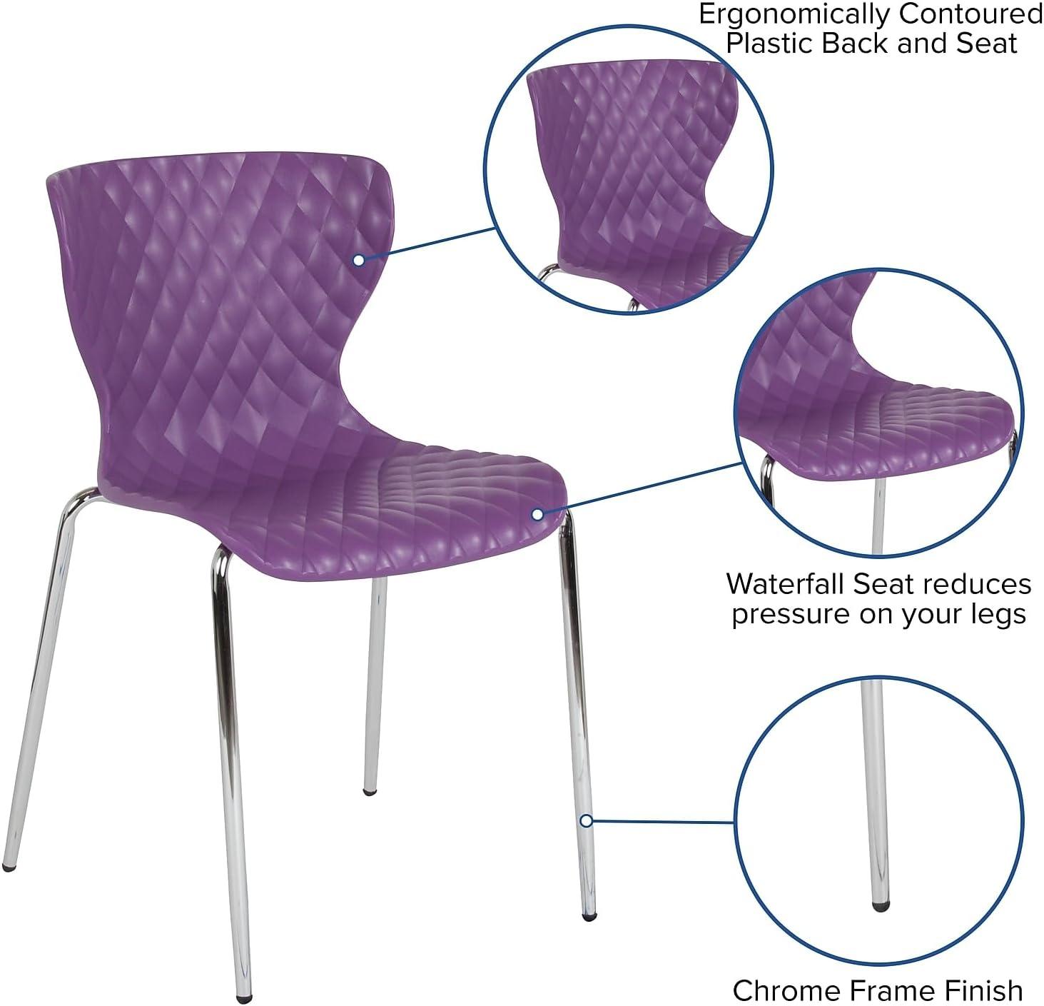 Contemporary Lowell Purple Metal Stackable Chair