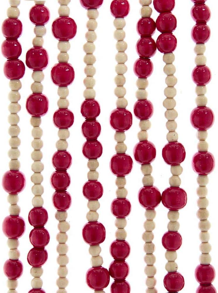 Kurt S. Adler 9-Foot Natural and Red Wooden Bead Garland