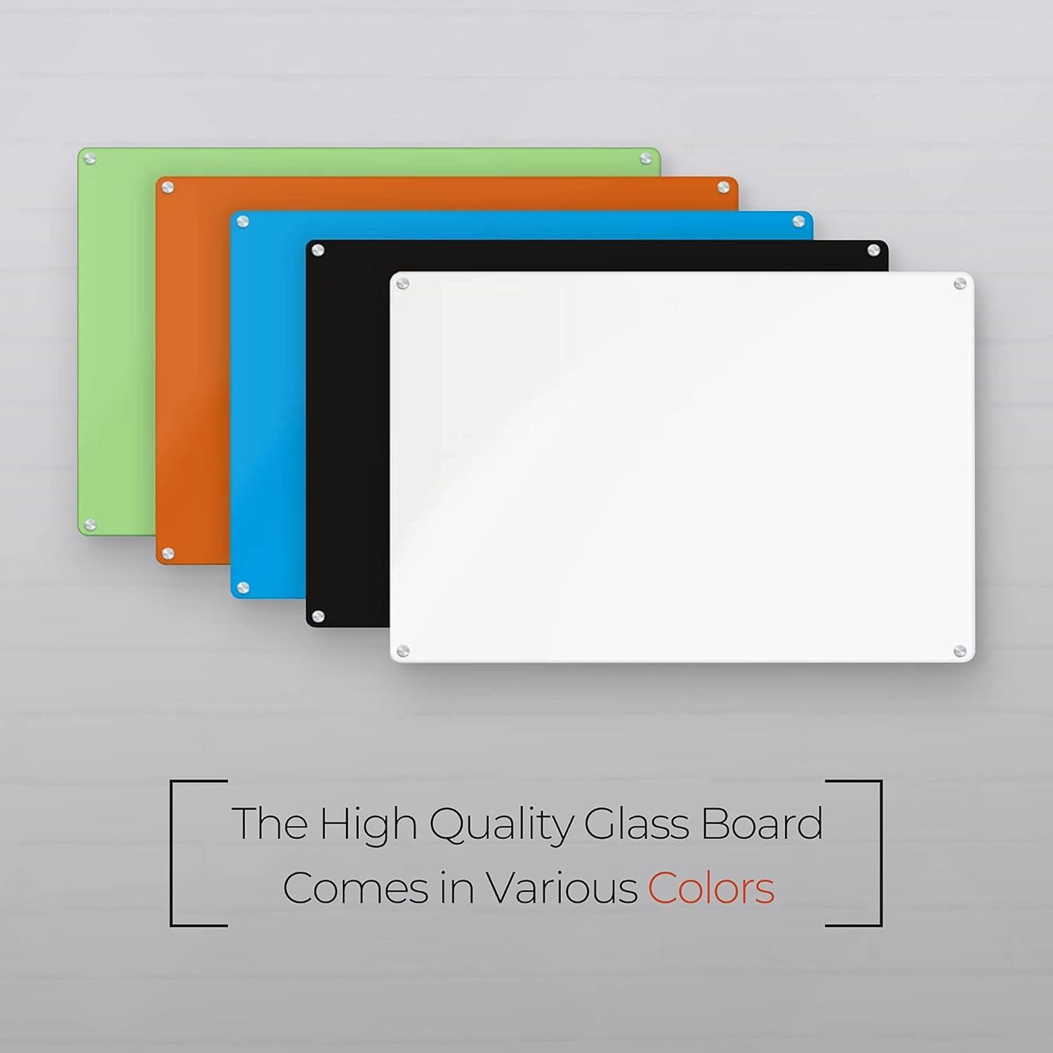 Floating Magnetic Eraser Glass Board 16" X 16" Inches Eased Corners - Black