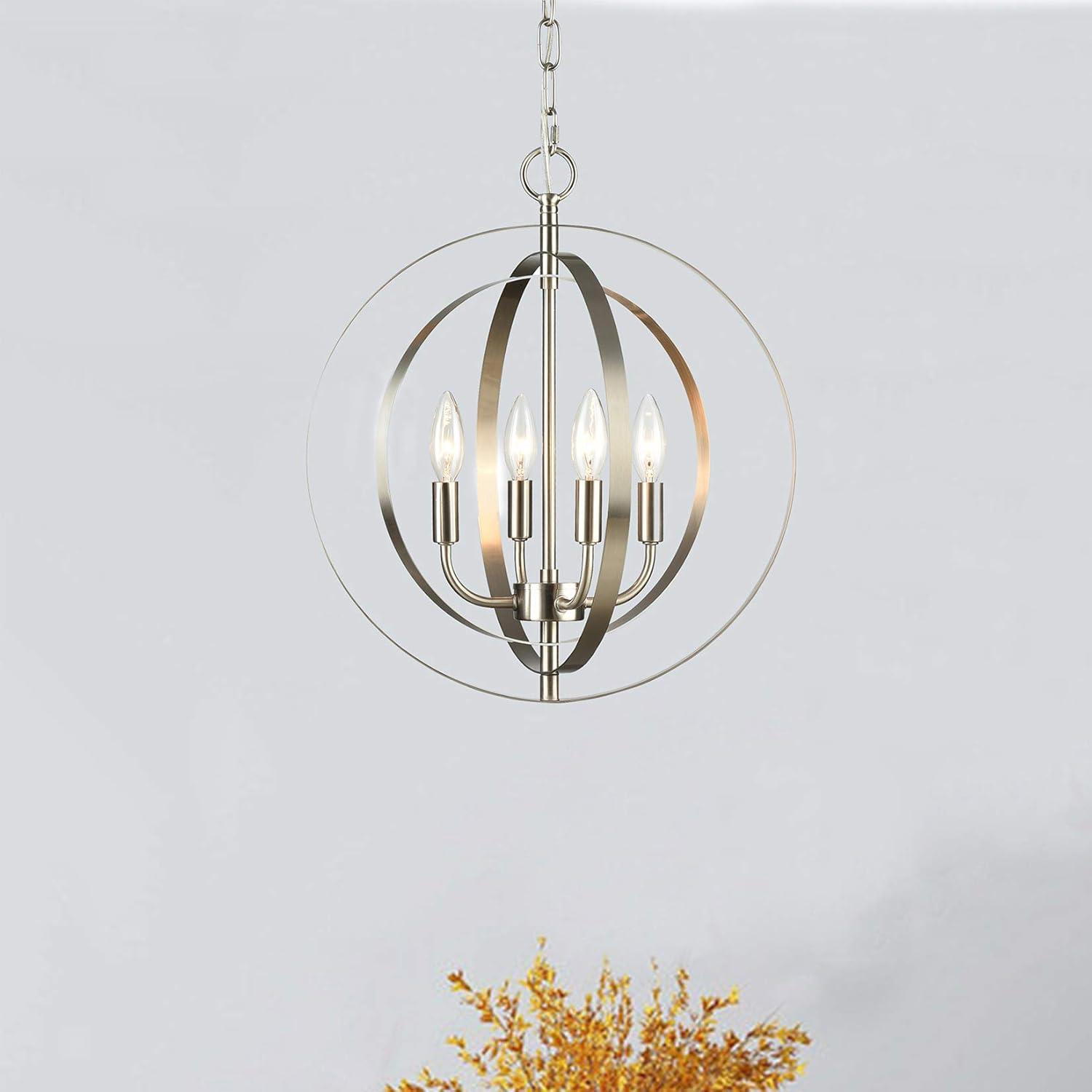 Brushed Nickel 4-Light Spherical Sputnik Chandelier