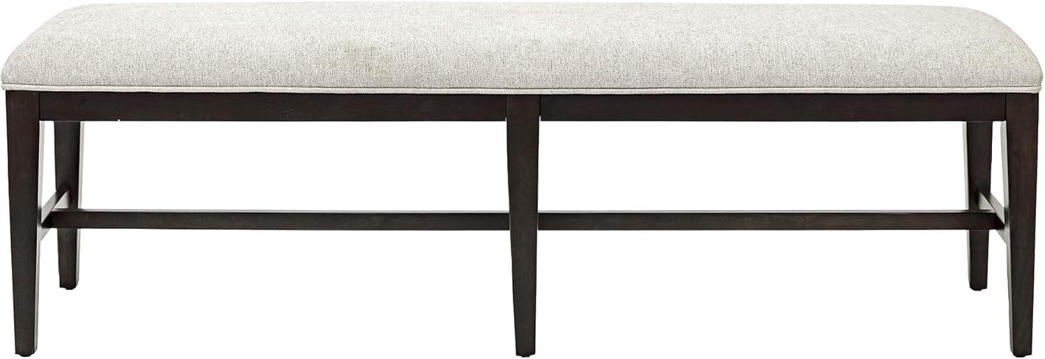 Beige Chenille Upholstered Wood Dining Bench, 60 Inch