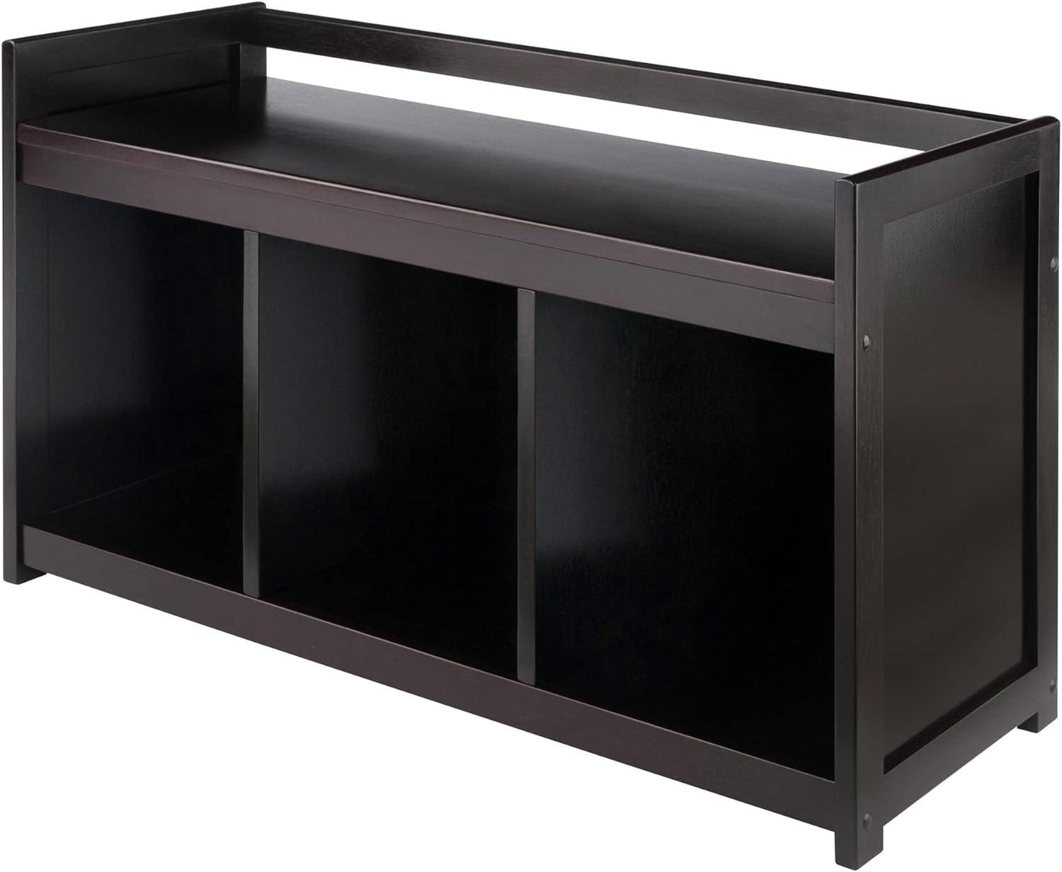 Espresso Transitional Storage Bench with Three Cubbies