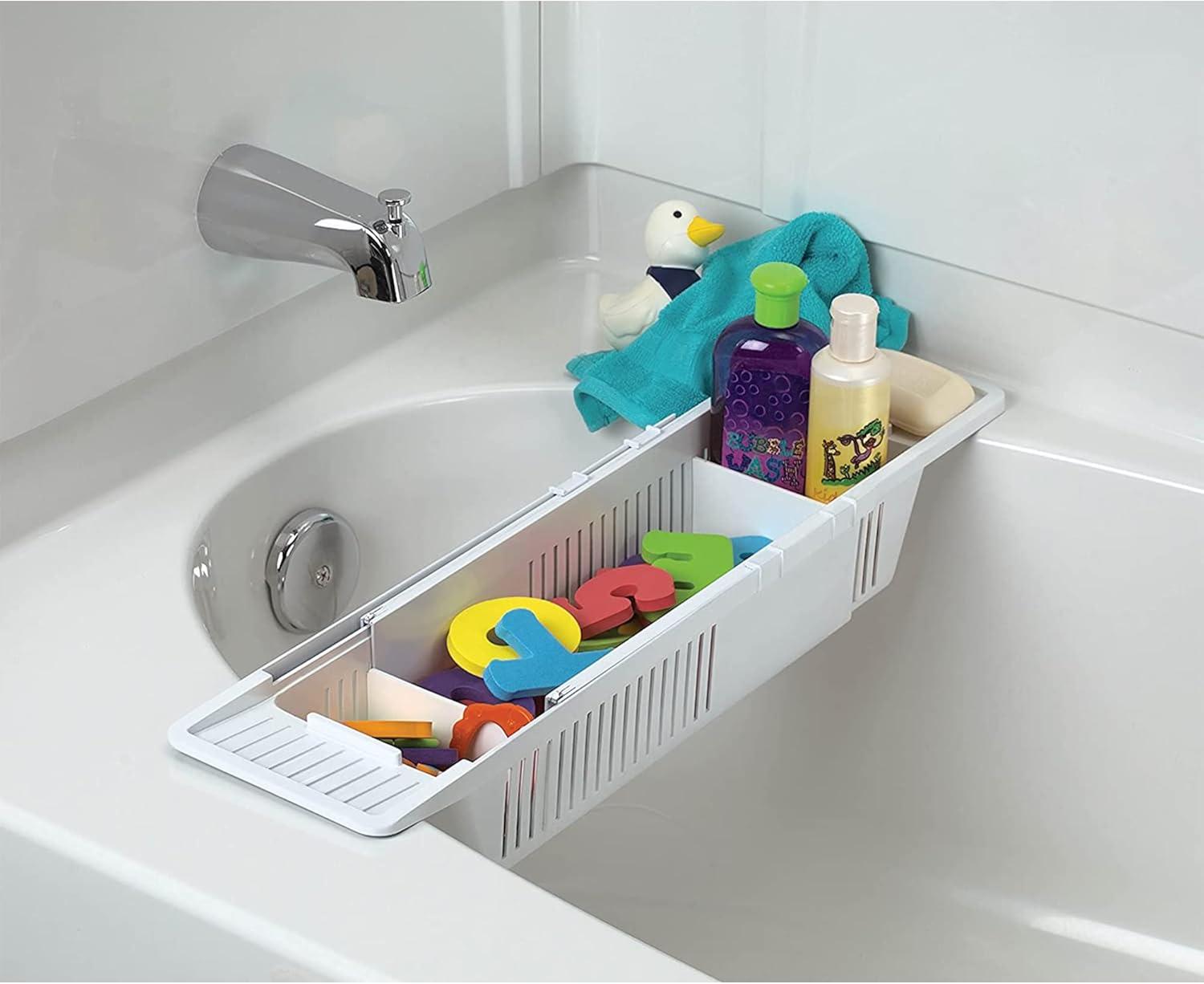 KidCo S372 Plastic Bath Tub Storage Basket Childs Toy Organizer, White