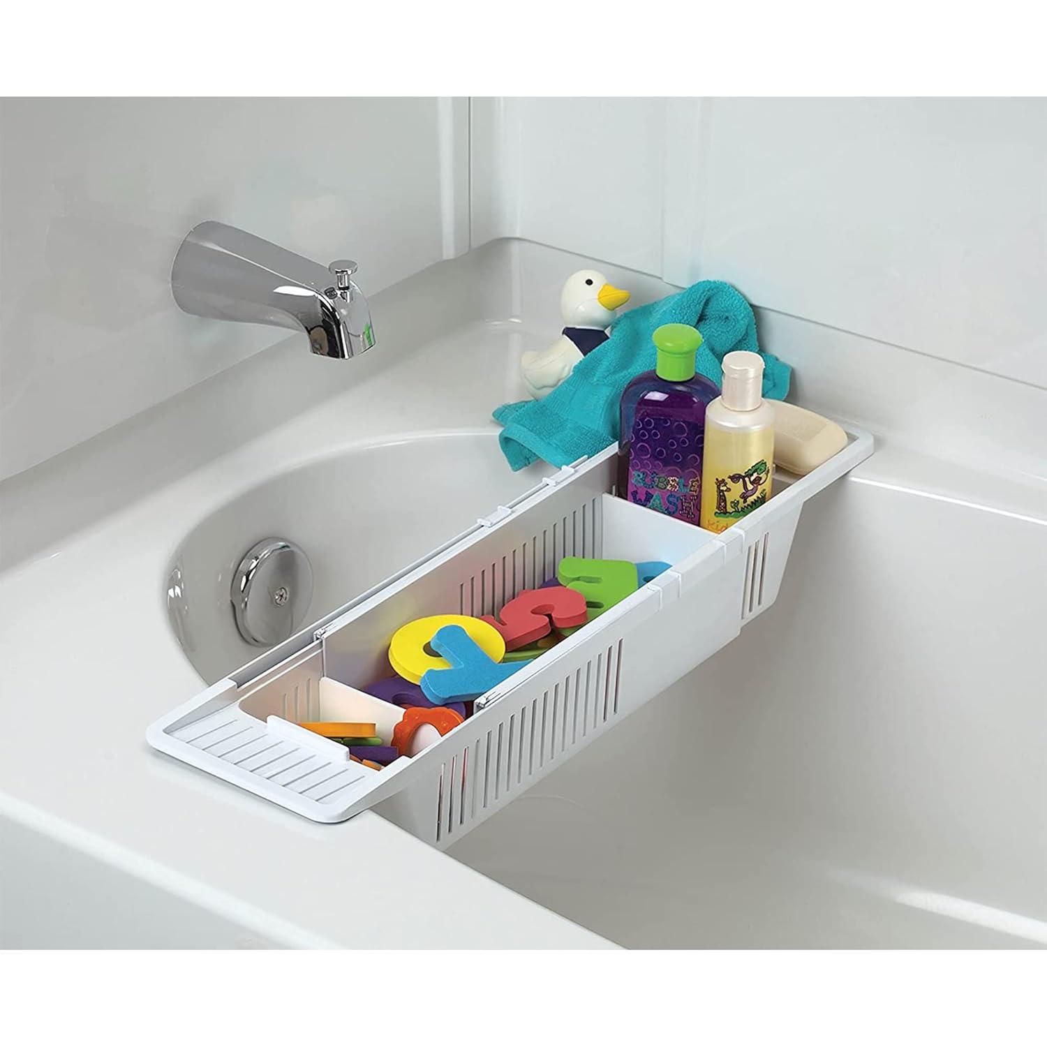 KidCo S372 Plastic Bath Tub Storage Basket Childs Toy Organizer, White