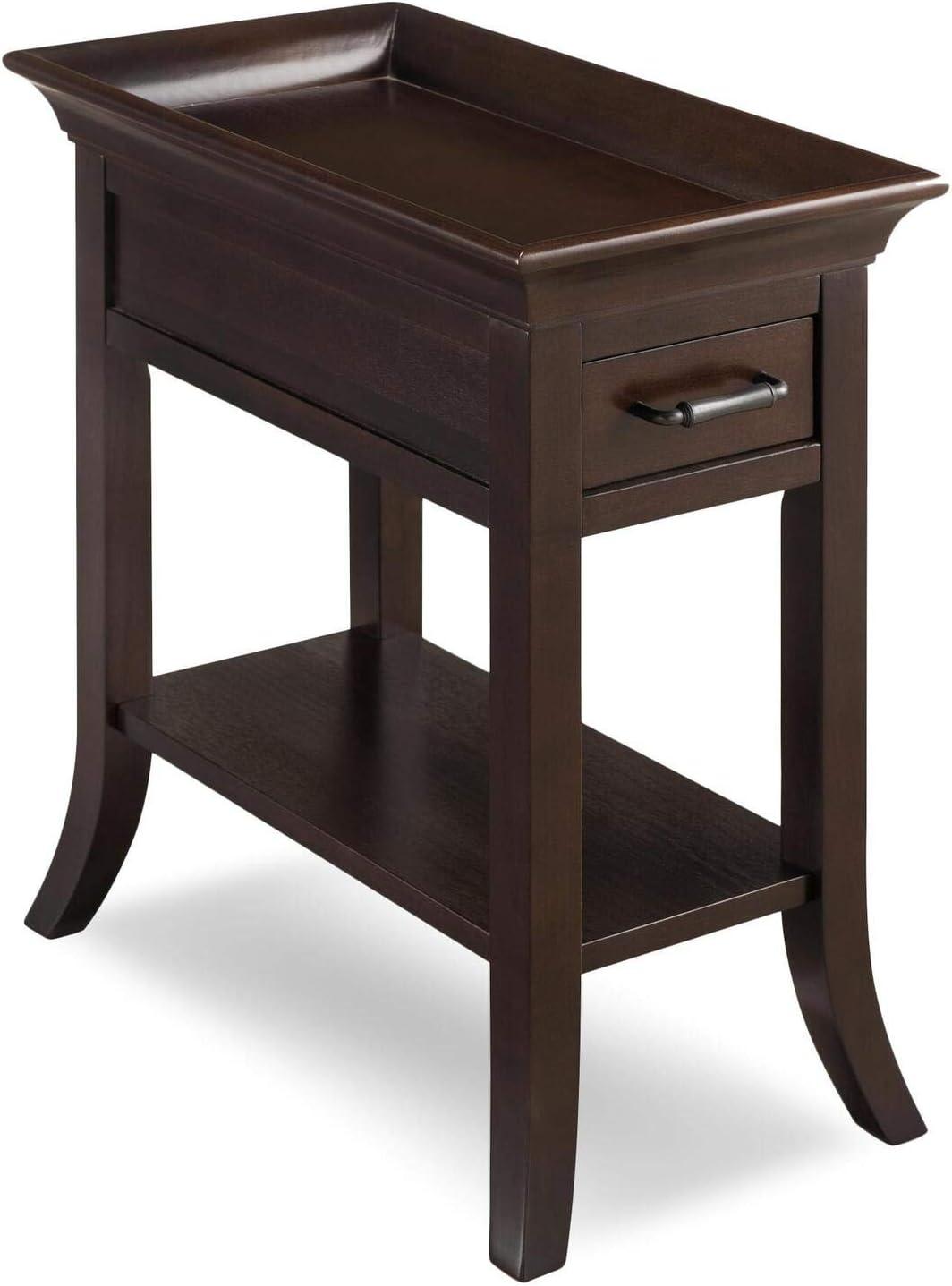 Traditional Cherry Tray Edge End Table in Chocolate Cherry