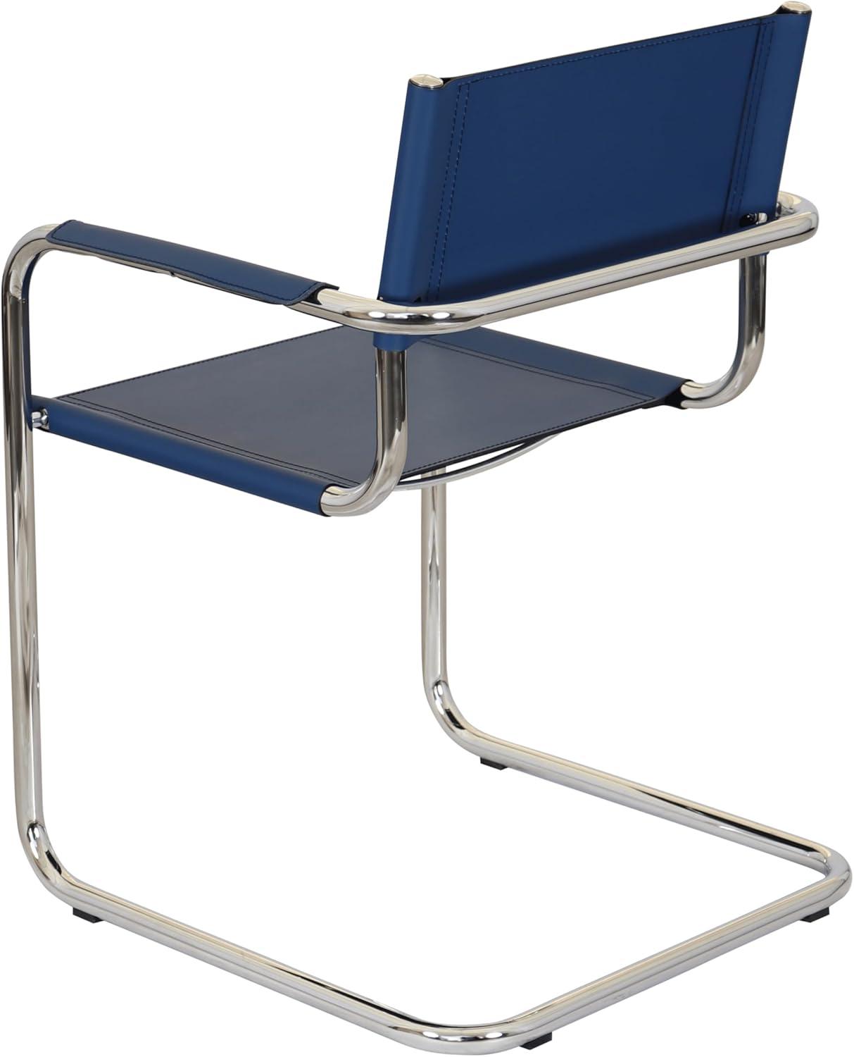 Breuer Chair Company Mart Stam Cantilever Armchair Arm Chair w/ Chrome-Plated Steel Frame (Various Bonded Leather Colors)