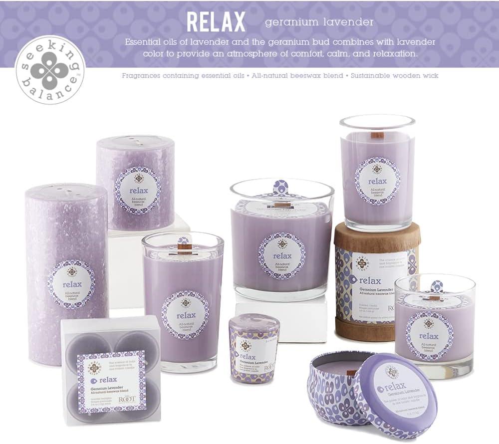 Root Candles Relax Geranium Lavender Scented Jar Candle