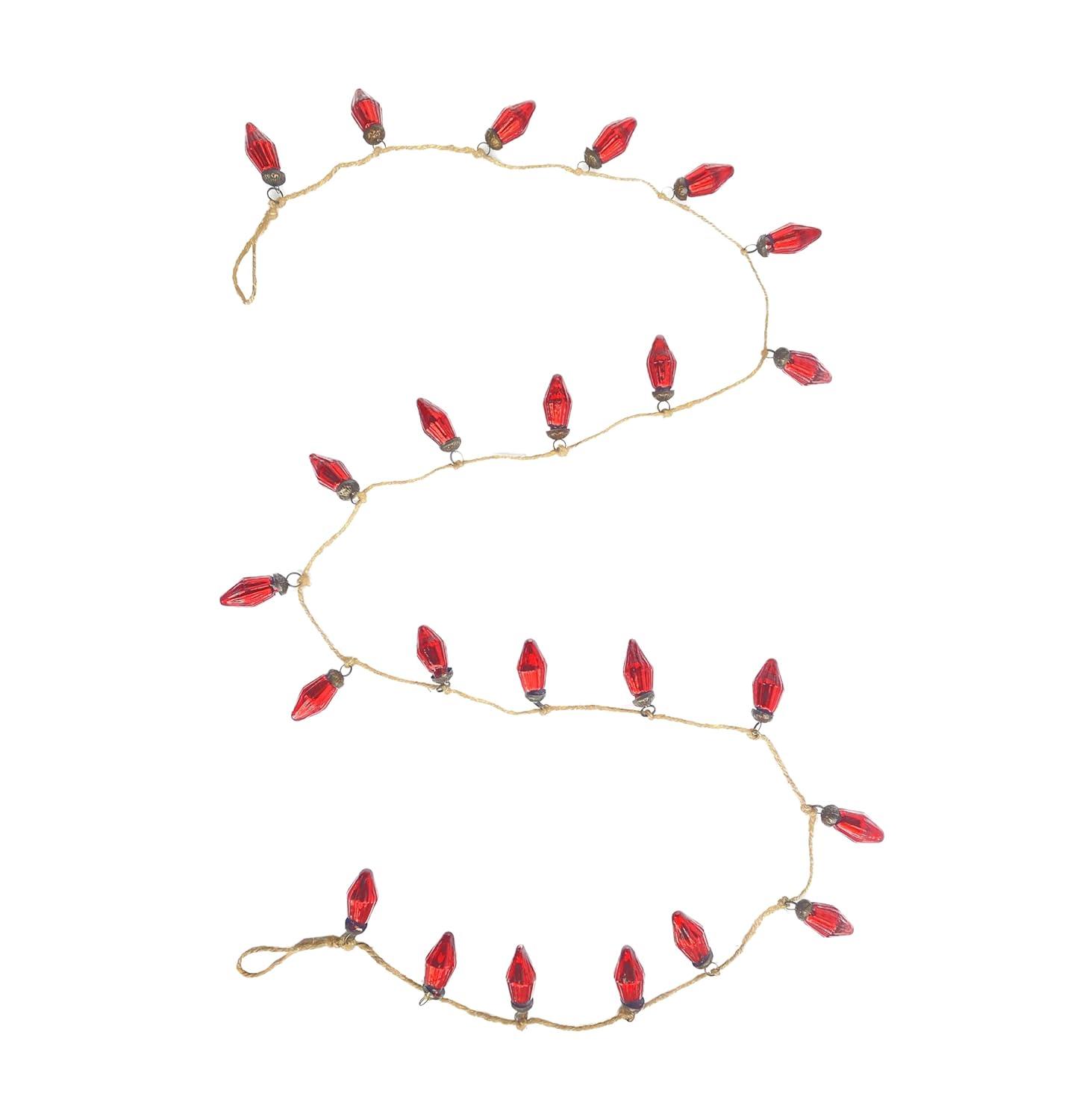 Mercury Glass Ornament Garland On Jute String