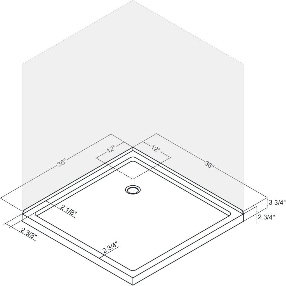 Black Acrylic 36" Square Double Threshold Shower Base