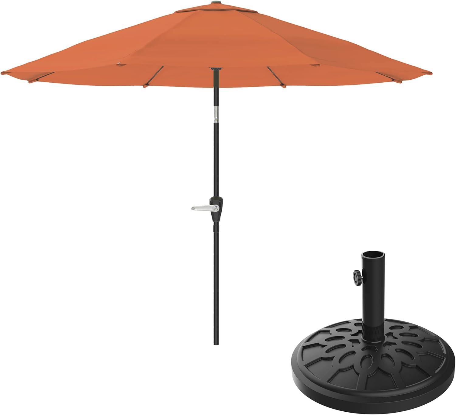Pure Garden 10 Ft Patio Umbrella with Base, Orange